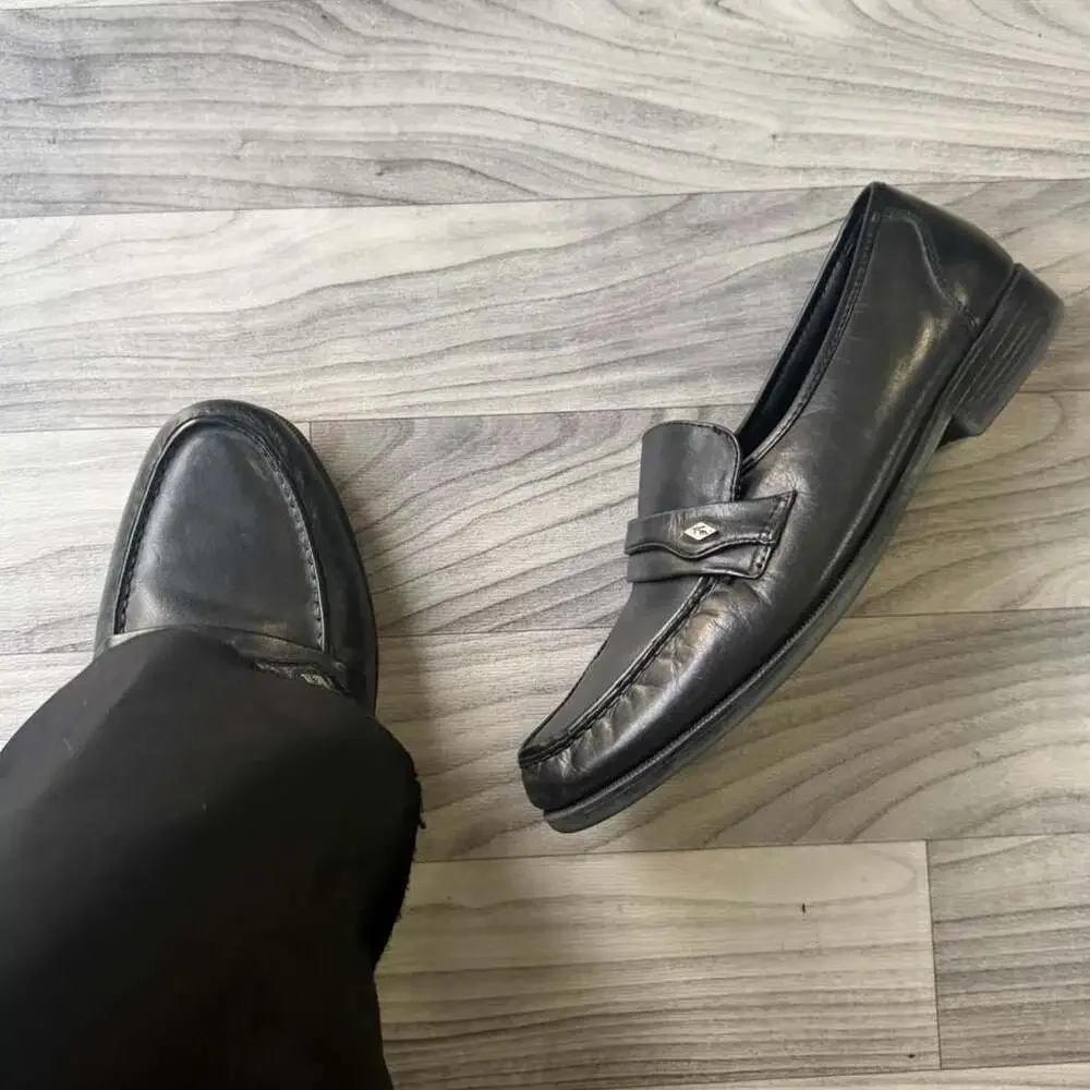 Thom McAn Vintage Y2K Black Full Grain Leather Penny Loafers Size 12EEE